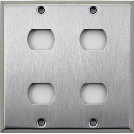 Brushed Satin Stainless Steel 2 Gang Wall Plate - 4 Despard Openings