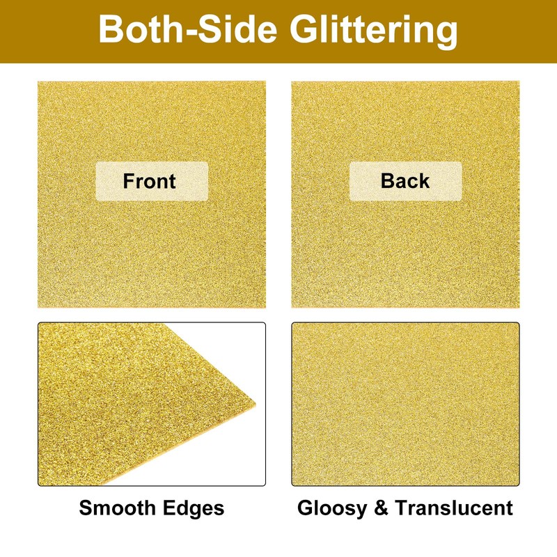 QUARKZMAN Pack of 3 Gold Glitter Acrylic Sheets 1/8 Inch