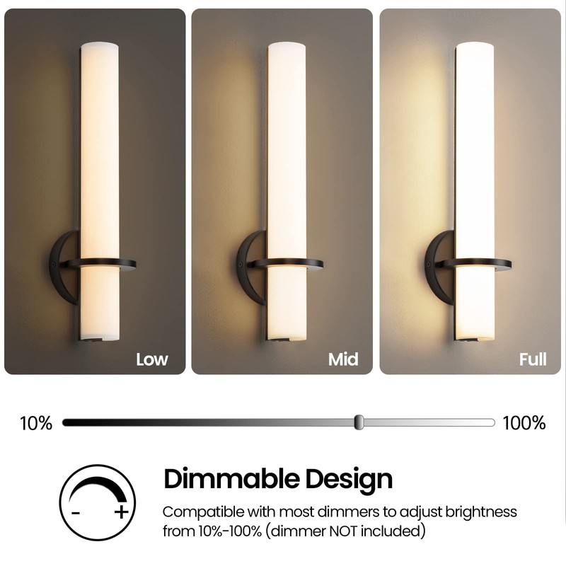 AIJIASI Black Wall Sconces Set of 2, 18 inch Bathroom
