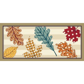 Evergreen Sassafras Patterned Leaves Interchangeable Entrance Doormat | Indoor and Outdoor | 22-inches x 10-inches | Non-Slip Backing | All-Season | Low Profile | Home Décor