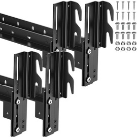 4pcs Black Bolt on to Hook on 711 Bed Frame Conversion Brackets On Headboard Adapter Brackets, AdjustableBed Rail Hook Plate Adapter Headboard AttachmentKit for Attach Bed Rail to Headboard Black