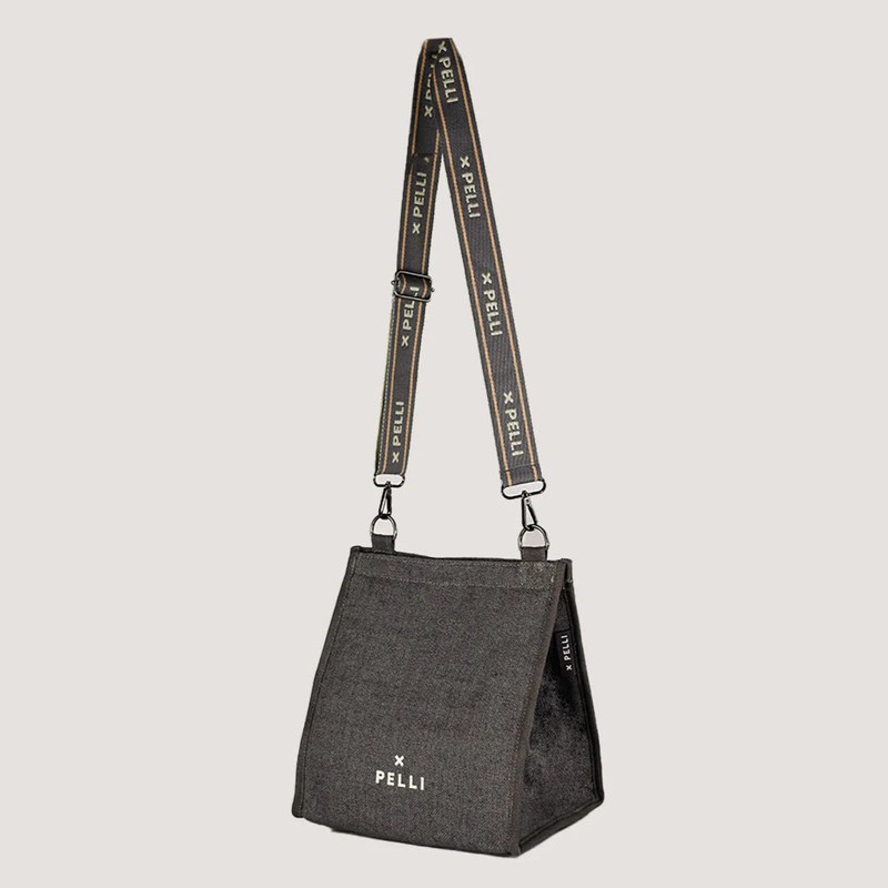 Pelli Crossbody JUTE Insulated Lunch Bag, Charcoal Grey