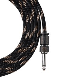 Samgool 6.6ft Guitar Cable, 1/4 Inch Straight/Straight Instrument Cable, Electric Cord Guitar Amp Cord for Bass Amp and Instruments (1980 Black Steel Braid)