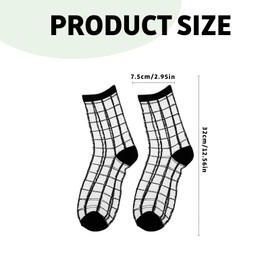 VIDSTW 6 Pairs Transparent Black Nylon Socks Women's Short Ultra Thin Mesh Summer Silky Cool Ruffle Socks Fine Fashionable Non-Slip Ankle Socks for Women Girls, black