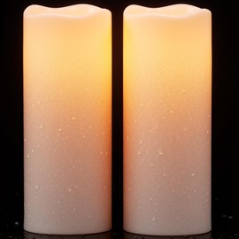 Wondise Dusk to Dawn Flameless Candles Large Solar Powered Outdoor Waterproof Rechargeable LED Candles, Battery Operated Pillar Candles Plastic for Camping Patio Porch Lanterns(2 Pack, 4" D x 10" H)