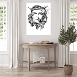 Fine Art Canvas Che Guevara Canvas Wall Decor by Artist Octavian Mielu for Living Room, Bedroom, Bathroom, Kitchen, Office, Bar, Dining & Guest Room - Ready to Hang - 35 in x 46 in
