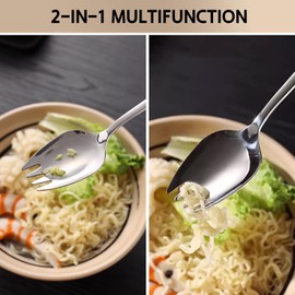 8 Pieces 304 Stainless Steel Spork Spoon, Salad Spoon, 2 in 1 Dinner Fork Soup Spoon Salad Fork Pasta Spoon, Multifunctional Spoon and Fork for Camping at Home or Travel