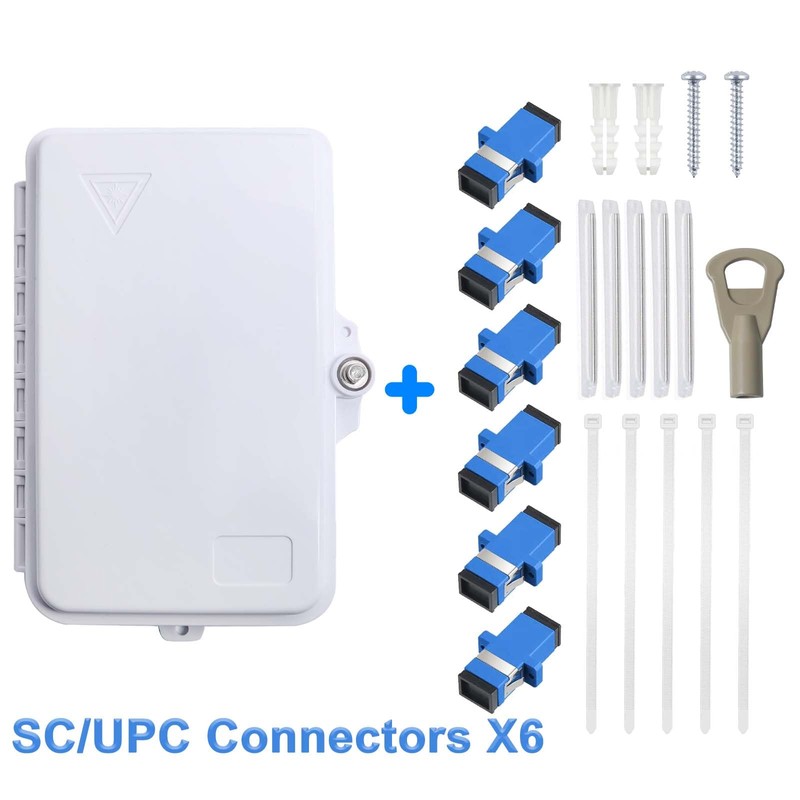 KETGUFF 6-Port Fiber Optic Distribution Box - Waterproof ABS Plastic,