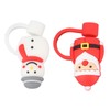 10Pcs Christmas Straw Covers Caps Cartoon Soft Silicone Christmas Straw
