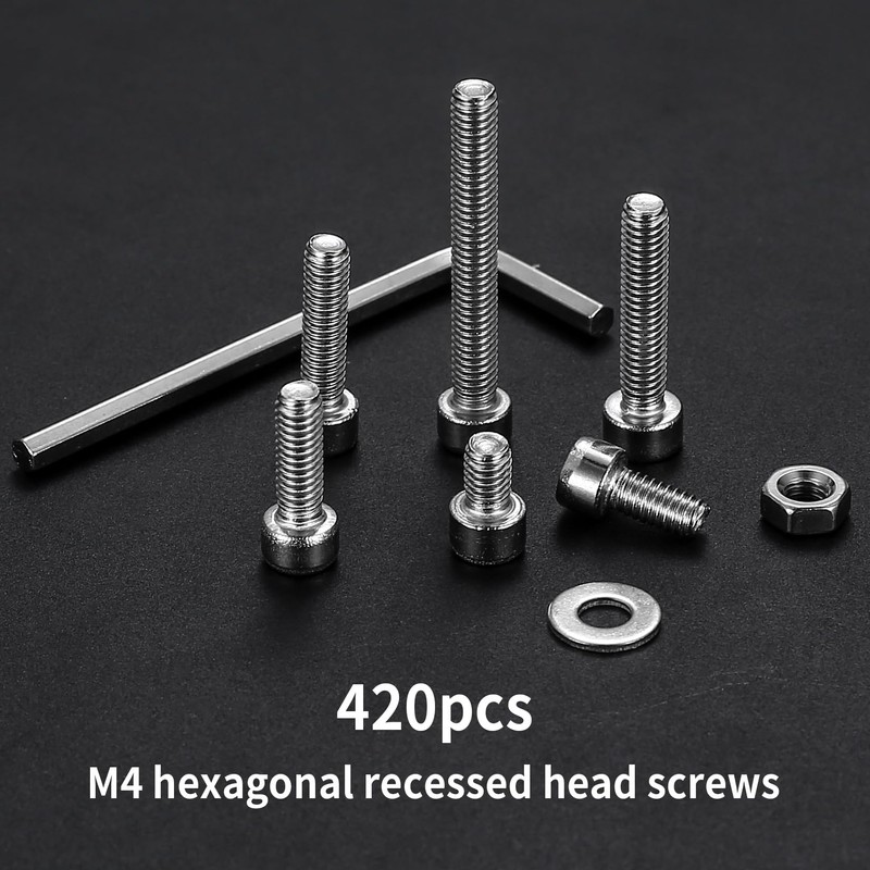 M4 Screws Set, 420 Pieces Cylinder Screws with Hexagon Socket