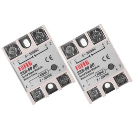 Alinan 2pcs SSR-60DD Solid State Relay DC to DC Input 3-32VDC Output 5-200VDC Single Phase Solid State Relay