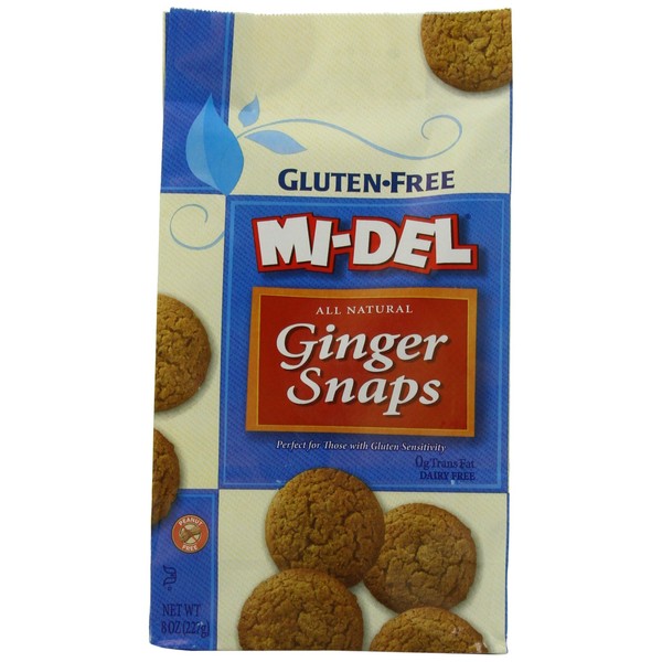 Mi-Del Gluten Free Cookies, Natural Ginger Snaps, 8 Ounce (Pack of 12)
