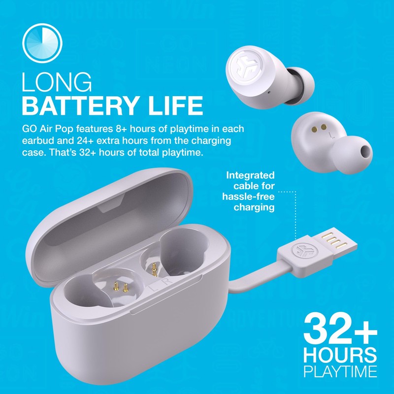 JLab Go Air Pop True Wireless Earbuds, In Ear Headphones,