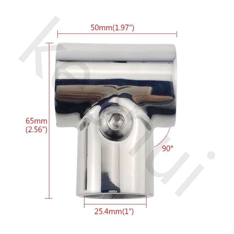 Pair Heavy Duty 316SS Boat Hand Rail Fitting- Polished 90