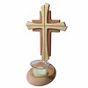 Tea Light Holder with Cross Beechwood in Modern Style