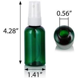 JUVITUS (24 pack) 2 oz Green Boston Round Plastic Bottle with White Fine Mist Spray