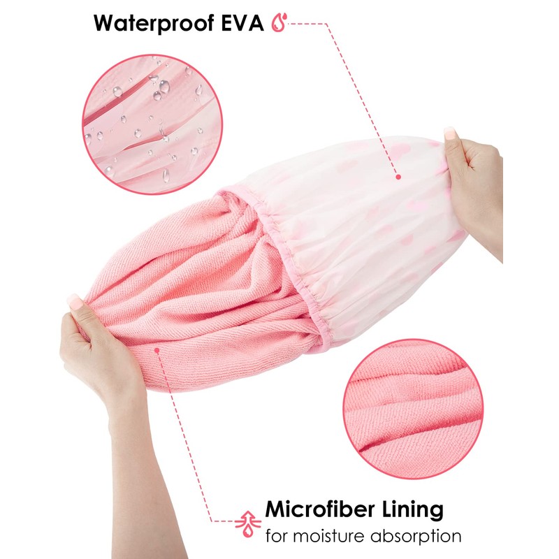 Auban Shower Cap, Shower Cap for Women Terry Cloth Lined