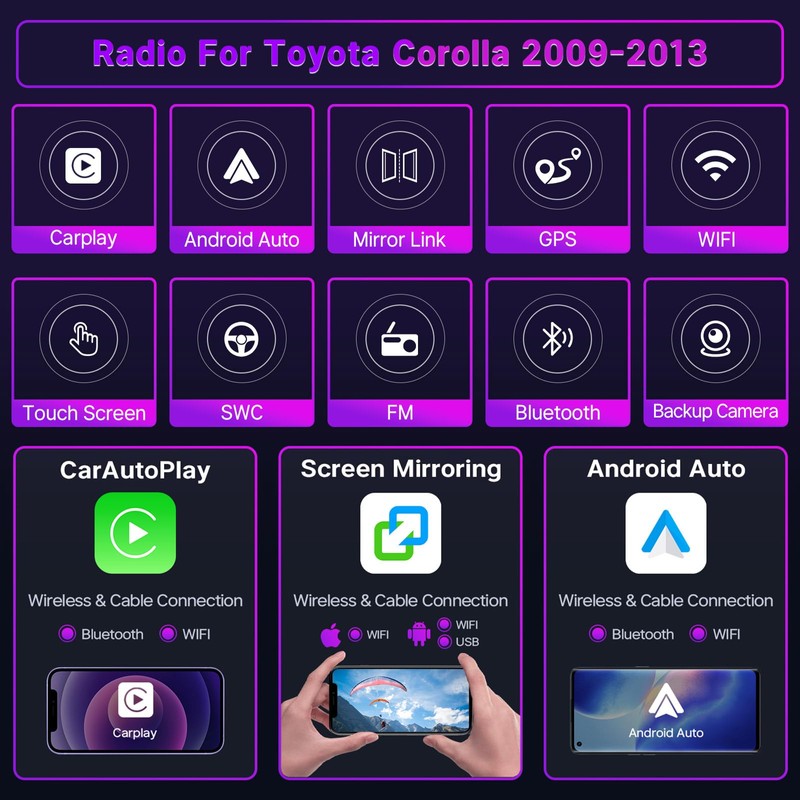 Leadfan Car Stereo for Toyota Corolla 2009 2010 2011 2012