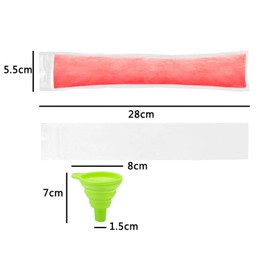 Pack of 50 water ice bags, popsicle moulds bags, disposable popsicle bags with funnel, suitable for DIY ice moulds, yogurt, snack or freeze pops, safe and leak-proof