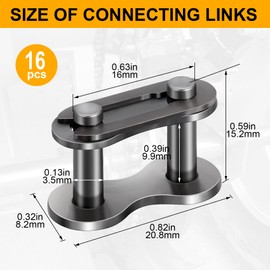 PAGOW 16PCS #41 Roller Chain Connecting Links, Master Manganese Steel Connector Heavy Duty for Bycicles, Mini Bikes, Motorcycles, Go-Karts, Home and Industrial Machinery