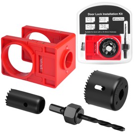 5 Sets Door Lock Installation Kit, 1-3/8" - 1-3/4" Door Knob Hole Saw kit with Guide Template, Lock Smith Tools for Wooden Door Hole Drilling Kit