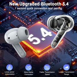 Kopfhörer Kabellos Bluetooth 5.4, Bluetooth Kopfhörer In Ear 2025 Kabellose Kopfhörer Tiefer Bass, ENC Noise Cancelling Mic Wireless Earbuds 36Std Wireless Ohrhörer, IP7 Wasserdicht/USB-C/LED-Anzeige