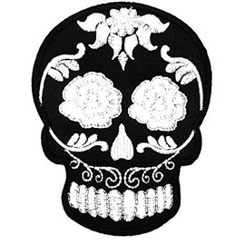 White Flower Day of The Dead Mexican Sugar Skull Ghost Lady Rider Biker Hippie Patch Bike Iron On/Sew On Patch