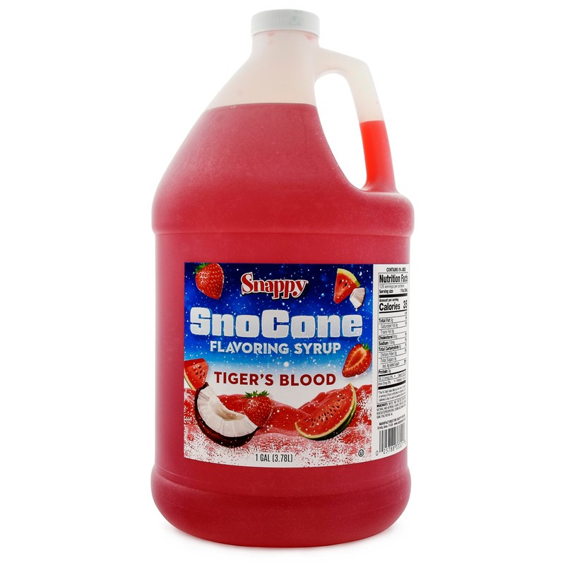Snappy Tigers Blood Sno Cone Syrup, 1 Gallon (128 ounces)