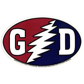 Grateful Dead "GD" with Lightening Bolt - Bumper Sticker/Decal (5.5" X 3.5")