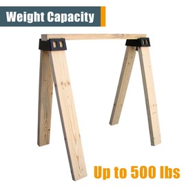 POWERTEC 71026-P2 Sawhorse Brackets, Set of 4 Saw Horse Brackets w/ 500Lbs Capacity, Heavy Duty for Use with 2x4 Lumber, Construction Tools for Carpenter, Contractors