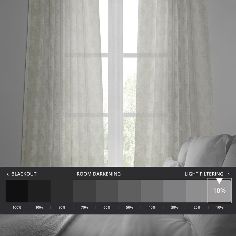 HPD Half Price Drapes Patterned Linen Sheer Curtains For Living