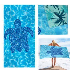 Lociban Beach Towel 180 x 90 cm, Double-Sided Beach Towel, Microfibre Towel, Skin-Friendly, Bath Towel, Beach Towel, Quick-Drying, Beach Blanket, Sand-Free Beach Towels for Beach Swimming