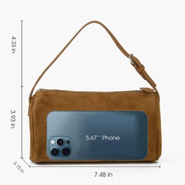 DONNAIN Premium Suede Leather Crossbody Purses for Women, Small Shoulder Bag with Adjustable Strap and Crossbody Hobo Bag (Brown)