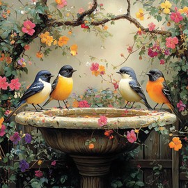 RICUVED Birds Diamond Painting Kits, 5D Garden Diamond Painting Kits for Adults Full Drill Diamond Painting Kits Diamond Art Kits for Beginners Crystal Picture Art for Home Decor 11.8x11.8 Inch