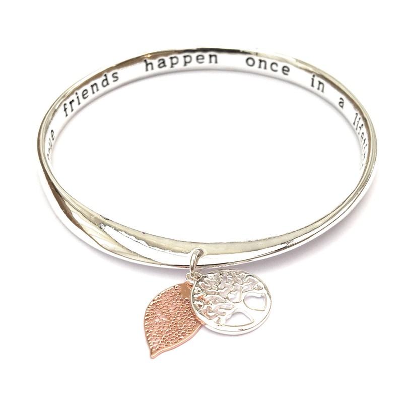 Equilibrium Silver Plated 2 Tone Tree of Life Message Charm