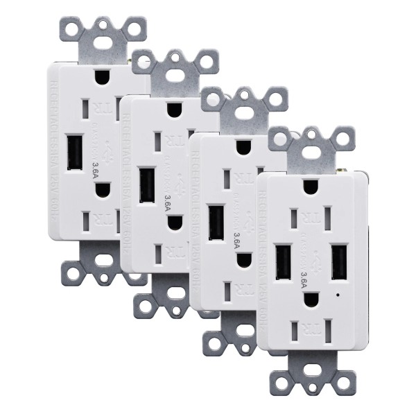 bestt 4PK Wall Outlet Receptacle Tamper Resistant LED Indicator 3.6A