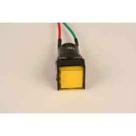 PilotLights 12 Volt DC Pilot Light, 17mm Square Panel Indicator Light - Yellow LED, 12VDC