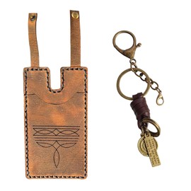 Western Boot Wallet for Women | Handcrafted Leather Credit Card Holder | Compact & Thin with Snap Strap and Keychain | Vintage Style Fashion Accessory (Brown)