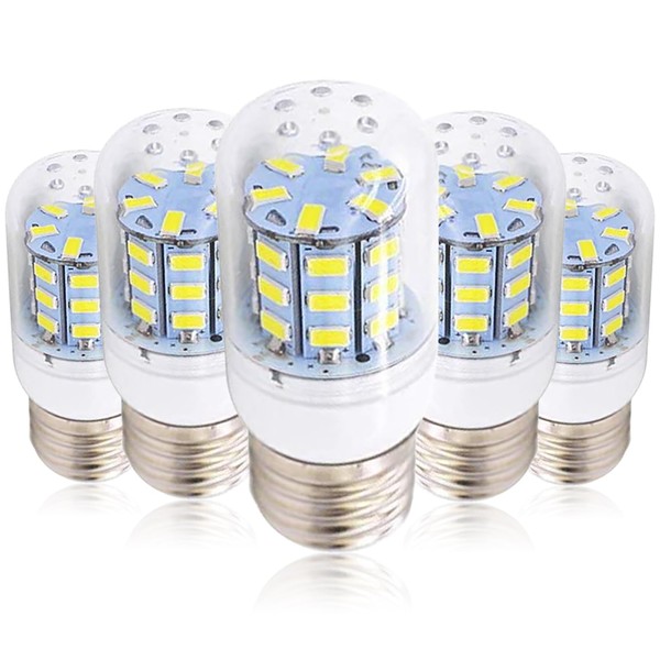 MaoTopCom 5W E26/E27 LED Bulb Corn Light Bulbs(5 Pack)- 5730 SMD 24 LEDs Bulb Lamp 450LM 6000K Daylight White LED Corn Bulb Replacement for Home Office Bar Ceiling Light Wall Lamp,AC110V-130V