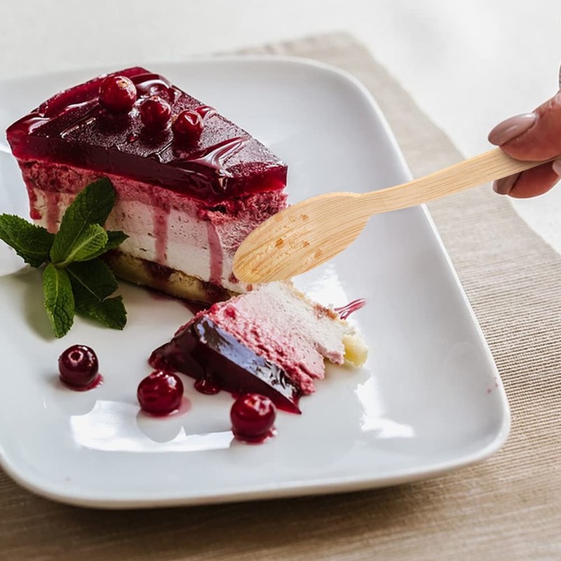 100pcs Bamboo Utensils 50 Forks 25Spoons 25Knives Disposable