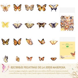 Pegatinas de naturaleza vintage HASAKI, 120 piezas hermosas calcomanías decorativas Mariposas, papelería estética vintage, pegatinas estéticas para álbumes de recortes, cuadernos, pieles de computadora, álbumes de fotos