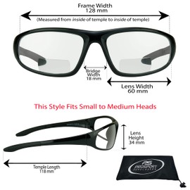 proSPORT Bifocal Safety Protective Glasses +1.50 Black Frame Clear Lens Z87 for Men and Women