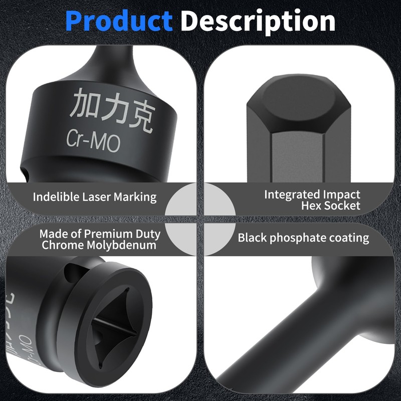 Skweawert 1/2" Drive H13(13mm) Impact Hex Bit Socket Metric 3"