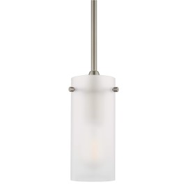 Linea di Liara Effimero Modern Brushed Nickel Pendant Light Fixtures Over Kitchen Island Sink Lighting Ceiling Hanging Farmhouse Mini Metal Industrial Pendant Lighting Small Frosted Glass Shade