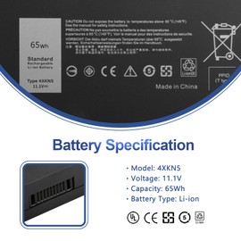 ANTIEE 4XKN5 CJ2K1 Battery for Dell Latitude 5404 5414 E5404 7404 7414 E7404 P45G P45G002 P46G P46G001 P46G002 Series X8VWF 5XT3V VCWGN XRJDF 09FN4 453-BBBD 453-BBBE 11.1V 65Wh 5800mAh