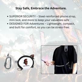 Essential Festival Safety Bundle White – Cell Phone Accessories Anti-Theft Body Strap, Tether Lanyard, Mini Lock, Bottle Opener – Secure Your Belongings at Events, Concerts, and Outdoor Accessories