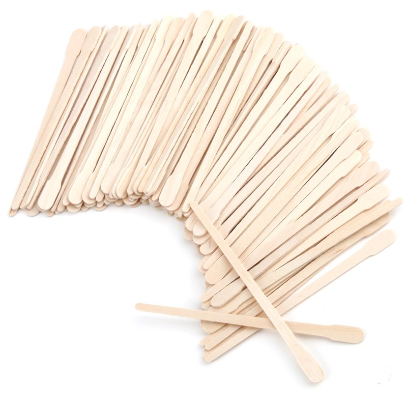 Lotbun 200 x Simple Wooden Spatulas for Eyebrows, Pack of