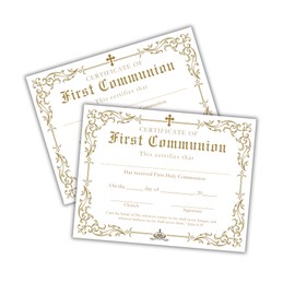 First Communion Certificate 30pk 8.5x11” Holy Sacrament Catholic Faith Dedication Reconciliation Formal Recognition Church Confirmation