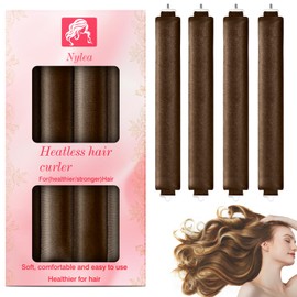 Neu Heatless Curls Band,Lockenwickler über Nacht 4 Stück Overnight Blowout Locken Ohne Hitze Diy Overnight Curls Gummi Hitzefreier Lockenwickler Locken üBer Nacht für Mittleres Langes Haar (Braun)