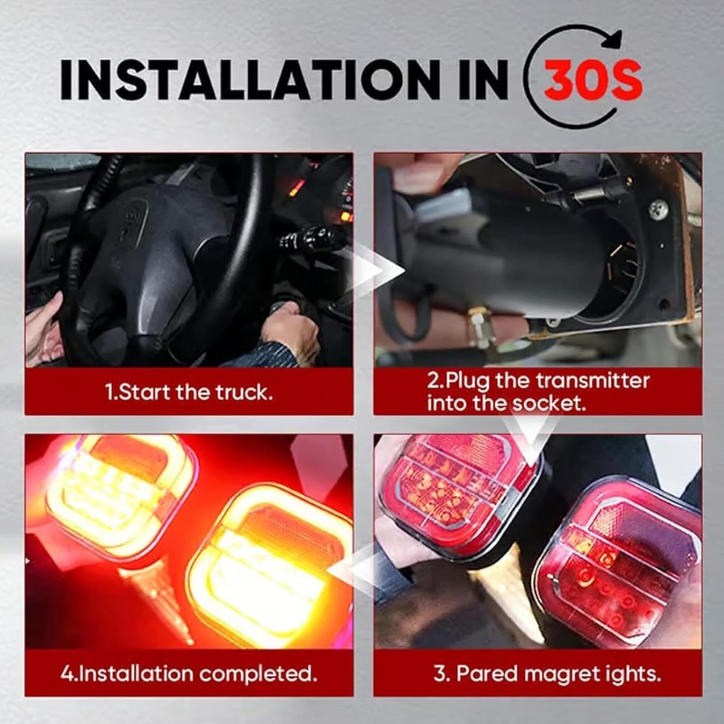 2Pack Magnetic Wireless Trailer Lights Kit, Magnetic Wireless Tail Lights